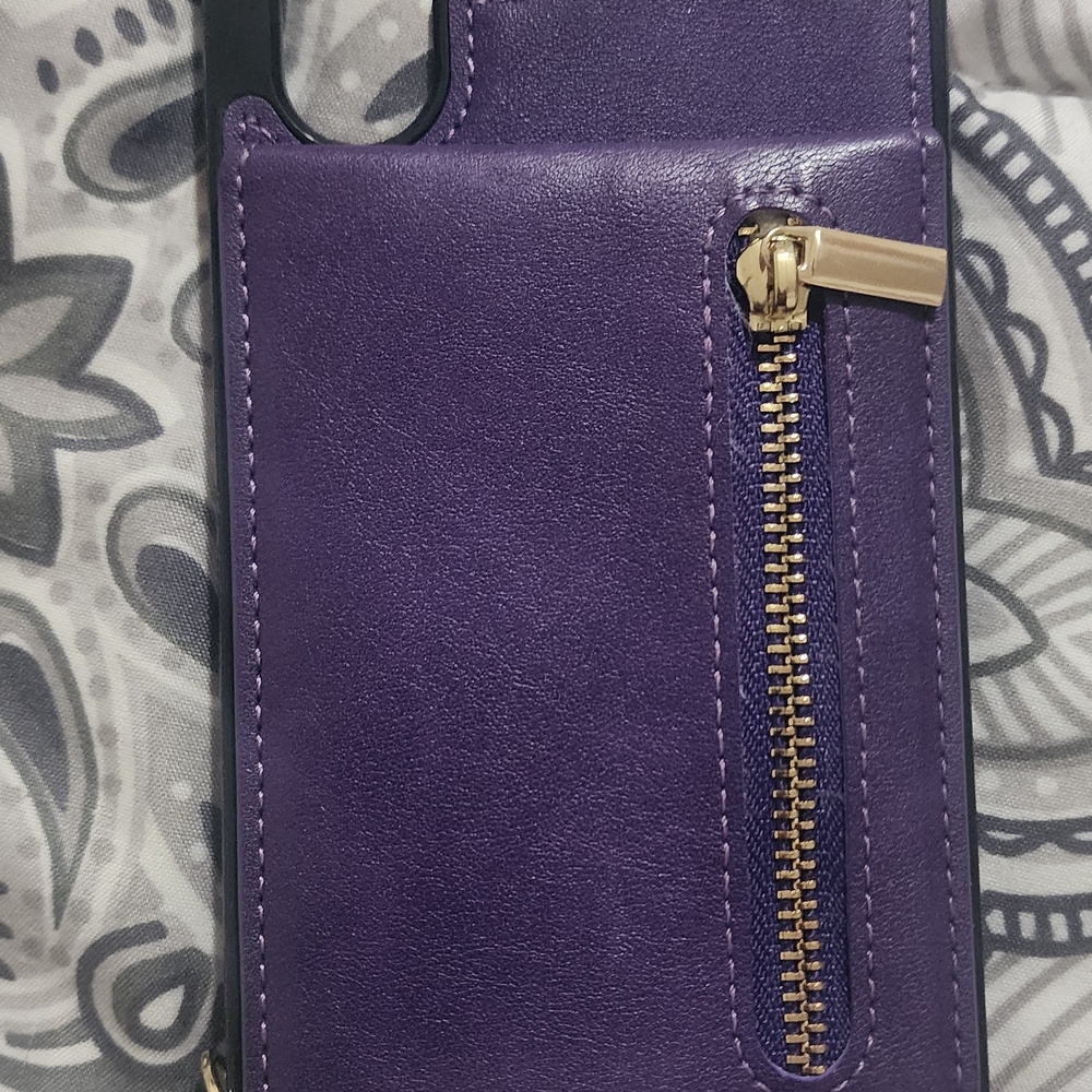Chic Purple Leather Wallet with Gold Accents